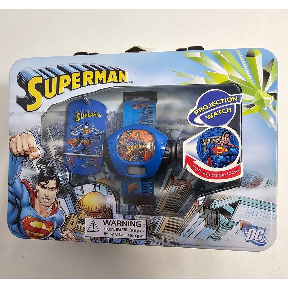 Superman DC Warner  Projection Watch - Original‎ Tin 2007 - Never Opened- Sealed